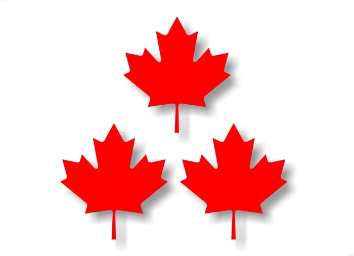 3 Maple Leaf 4'' Decals 4x4 Offroad Truck SUV Sled Snowmobile or Travel Luggage Accessories Vinyl Stickers -Street Legal Decals