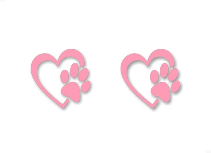 2 Heart with Paw Print Solid Color 4'' Decals Dog Cat Love Paws Cute Car Sticker Decal Pet Adoption Rescue Kennel Animal Shelter Vinyl Stickers -Street Legal Decals