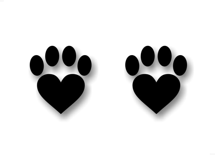 2 Dog Paw Love Print Solid Color 5'' Decals Dog Love Paws Cute Car Sticker Decal Pet Adoption Rescue Kennel Animal Shelter Vinyl Stickers -Street Legal Decals