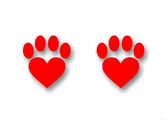 2 Dog Paw Love Print Solid Color 5'' Decals Dog Love Paws Cute Car Sticker Decal Pet Adoption Rescue Kennel Animal Shelter Vinyl Stickers -Street Legal Decals