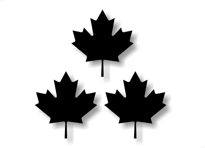 3 Maple Leaf 4'' Decals 4x4 Offroad Truck SUV Sled Snowmobile or Travel Luggage Accessories Vinyl Stickers -Street Legal Decals