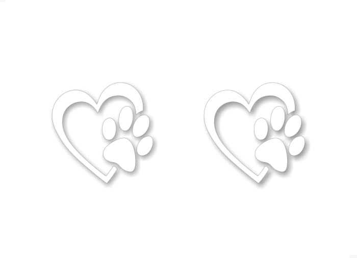 2 Heart with Paw Print Solid Color 4'' Decals Dog Cat Love Paws Cute Car Sticker Decal Pet Adoption Rescue Kennel Animal Shelter Vinyl Stickers -Street Legal Decals