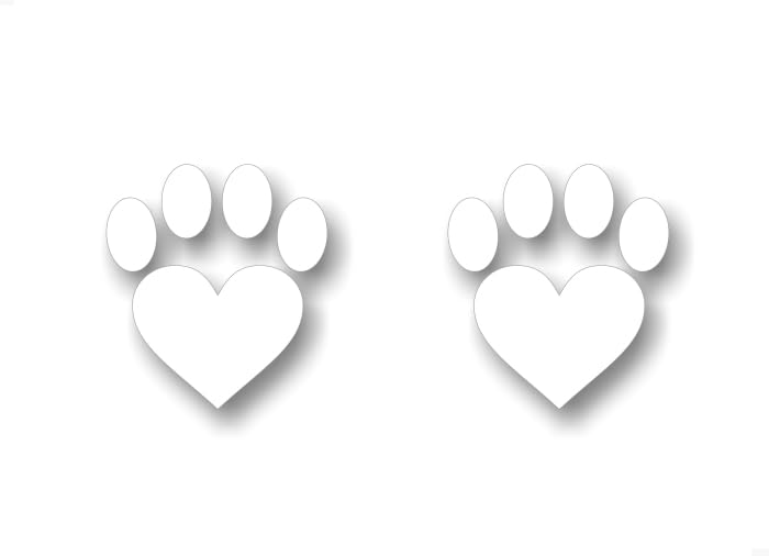 2 Dog Paw Love Print Solid Color 5'' Decals Dog Love Paws Cute Car Sticker Decal Pet Adoption Rescue Kennel Animal Shelter Vinyl Stickers -Street Legal Decals