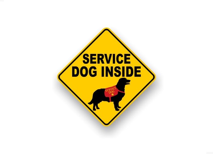 Service Dog Inside Decal Yellow Diamond Car Sticker Safety Caution Sign Vehicle Paw Print Dog Onboard Minivan SUV Vinyl Stickers -Street Legal Decals