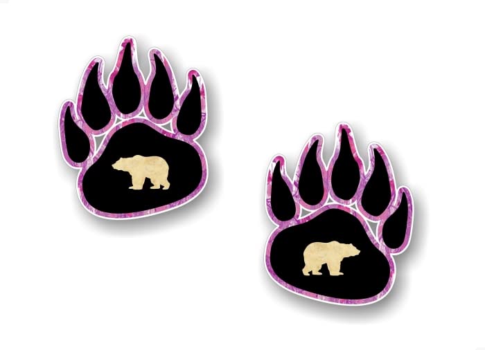 2 Grizzly Bear Camo Paw Print 5'' Vinyl Decals Sacred Animal Circle Native American Indigenous Spiritual Animals Vinyl Stickers -Street Legal Decals