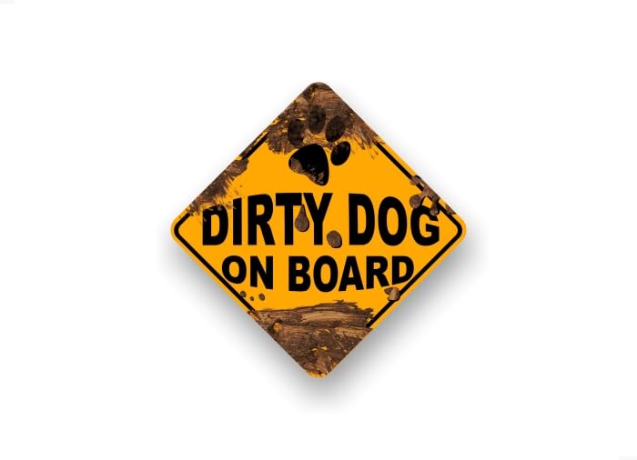Dirty Dog on Board Decal Yellow Diamond Car Stickers Safety Sign Vehicle Muddy Paw Print Dog Onboard Minivan SUV Vinyl Sticker -Street Legal Decals