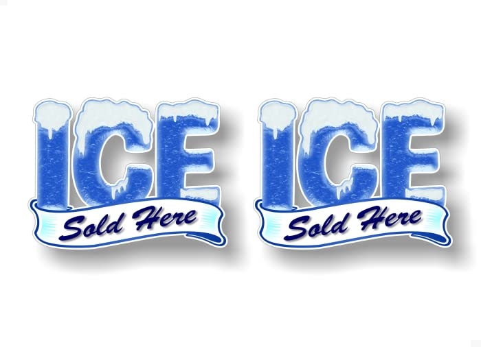 2 ICE Sold Here 5'' Decals Concession Frozen Sale Sign Trailer Stand Convenience Store Grocery Gas Station Vinyl Stickers -Street Legal Decals