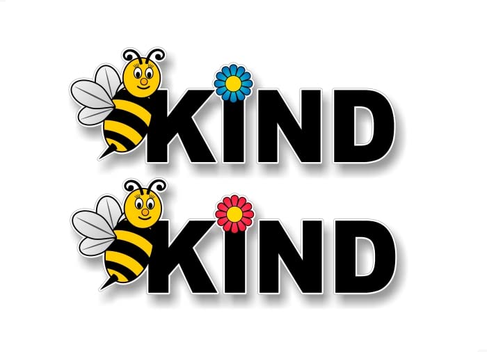 2 BEE Kind 9'' Vinyl Decal Happy Bumble Bee Flower Vinyl Stickers -Street Legal Decals