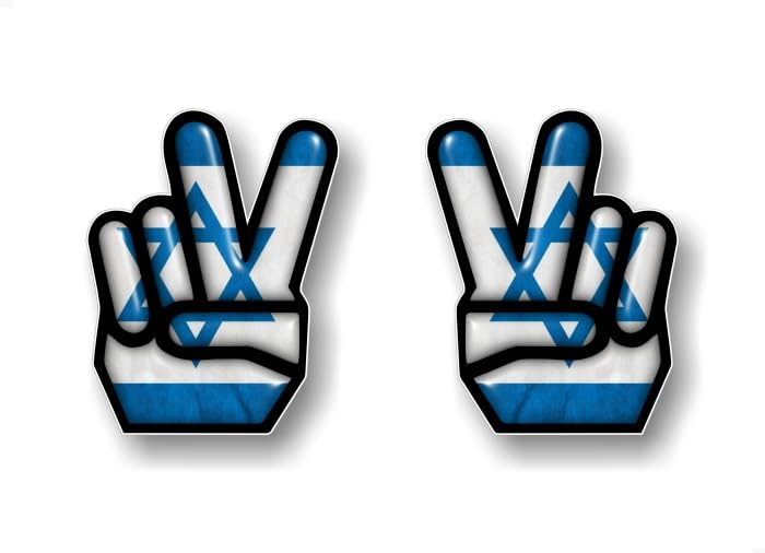 2 Peace Israel 5" Vinyl Decals Support Peace Sign Israeli Flag Symbol Car 4x4 Offroad Truck Stickers -Street Legal Decals