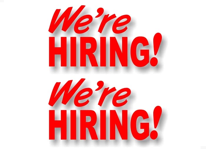 2 We're Hiring! 9" Vinyl Sticker Decals for Your Business Vehicle Fleet Trucks or Office Doors Help Wanted Stickers -Street Legal Decals