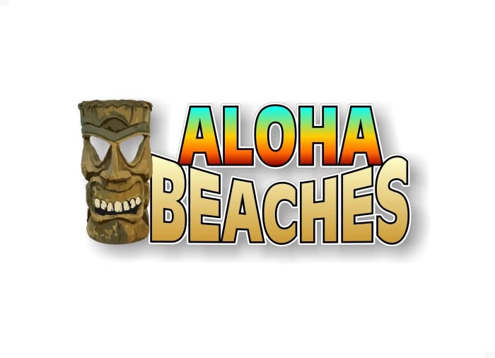 Aloha Beaches 9'' Vinyl Sticker Decal Hawaii Sun Surf Sand Hawaiian Hibiscus Sunset Decals Tiki God Party Decor Sticker -Street Legal Decals