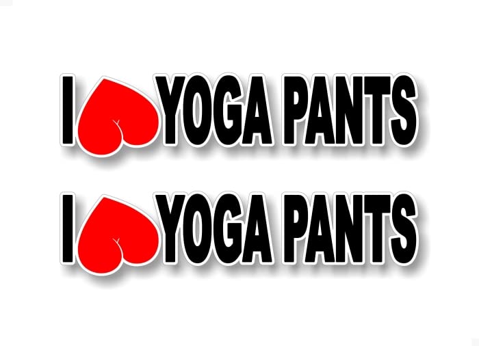 2 I Love Yoga Pants 9'' Decals Sticker Heart Yoga Feng Shui Zen Vinyl Vehicle Decal Stickers -Street Legal Decals