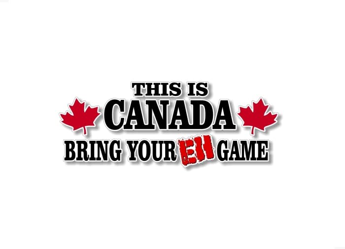 This is Canada - Bring Your EH Game 9" Vinyl Decal Sticker Travel Luggage Maple Leaf Flag Patriotic Canadian Military Vehicle Stickers Decals -Street Legal Decals