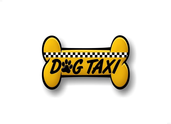Dog Taxi 9" Dog Bone Decal Puppy Dogs on Board Vinyl Stickers for Car Van SUV Truck Vehicle Window or Tailgate -Street Legal Decals