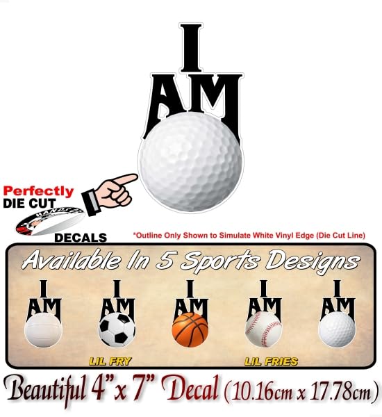 I AM Golf 7'' Decal Golfing Vital Sign Golf Ball Clubs Sports Cart SUV Minivan Truck Vinyl Sticker -Street Legal Decals