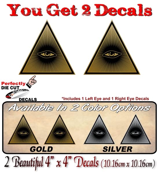 2 All Seeing Eye 4'' Decals Illuminati Egyptian Eye of Providence Ancient Egypt Eye of Horus Mystical Tarot Amun Vinyl Stickers -Street Legal Decals