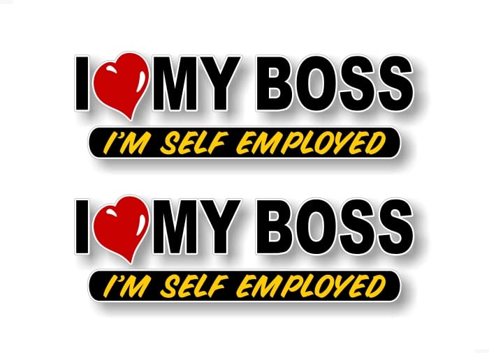 2- I Love My BOSS (I'm Self Employed) 9'' Vinyl Stickers Decals Heart Funny Cute Sticker for Cars Auto 4x4 Trucks Vinyl Decal -Street Legal Decals