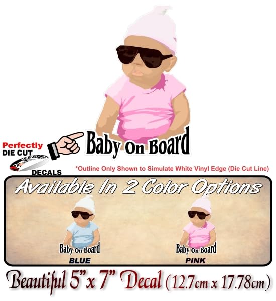 Hangover Carlos Baby On Board 7" Vinyl Full Color Decal in Blue or Pink Baby Jumper Sleeper Design -Street Legal Decals