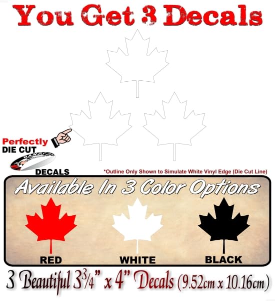3 Maple Leaf 4'' Decals 4x4 Offroad Truck SUV Sled Snowmobile or Travel Luggage Accessories Vinyl Stickers -Street Legal Decals
