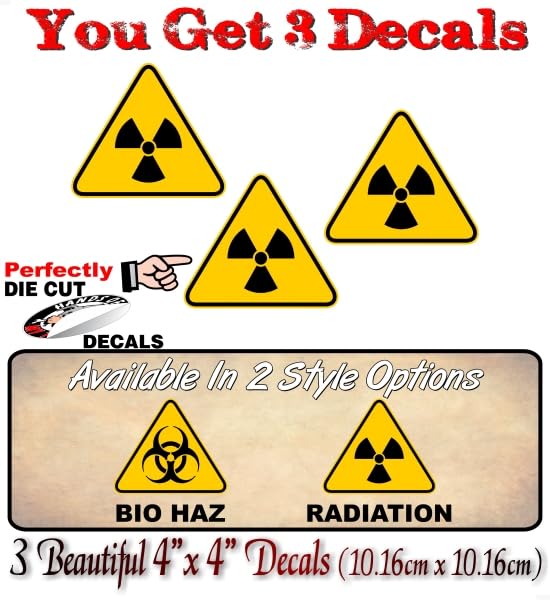 3 Warning Hazard 4" Decals Walking Zombie Dead Halloween Prop Yard Decorations Haunted House Vinyl Stickers -Street Legal Decals