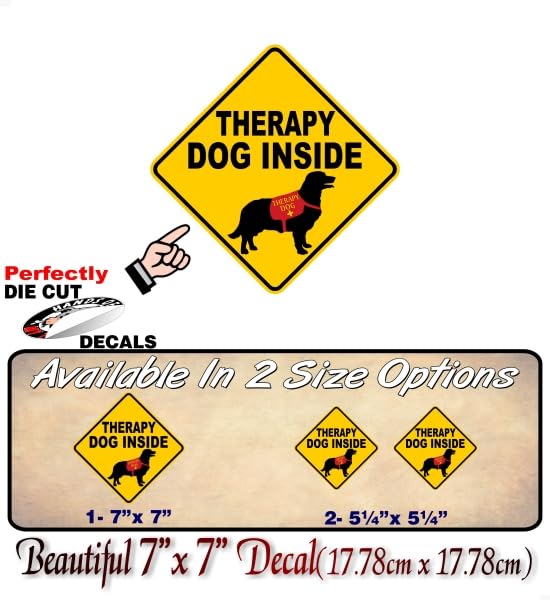 Service Dog Inside Decal Yellow Diamond Car Sticker Safety Caution Sign Vehicle Paw Print Dog Onboard Minivan SUV Vinyl Stickers -Street Legal Decals