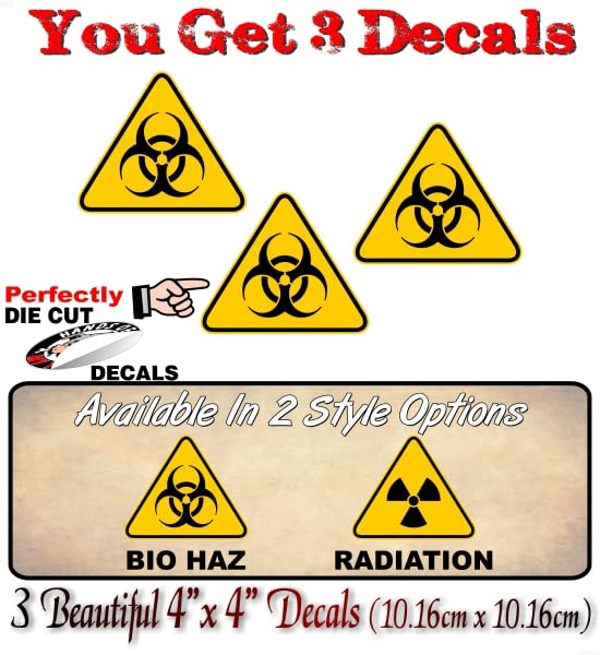 3 Warning Hazard 4" Decals Walking Zombie Dead Halloween Prop Yard Decorations Haunted House Vinyl Stickers -Street Legal Decals