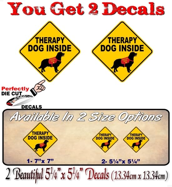 Service Dog Inside Decal Yellow Diamond Car Sticker Safety Caution Sign Vehicle Paw Print Dog Onboard Minivan SUV Vinyl Stickers -Street Legal Decals
