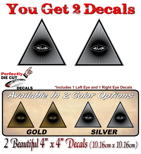 2 All Seeing Eye 4'' Decals Illuminati Egyptian Eye of Providence Ancient Egypt Eye of Horus Mystical Tarot Amun Vinyl Stickers -Street Legal Decals