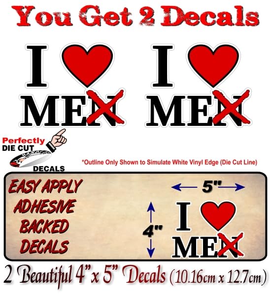 2- I Love Men 5'' Vinyl Stickers Self Love Decals Single and Happy Funny Heart Cute Own Well Being Happiness Me Sticker for Laptop Case Cars 4x4 Trucks Decal -Street Legal Decals