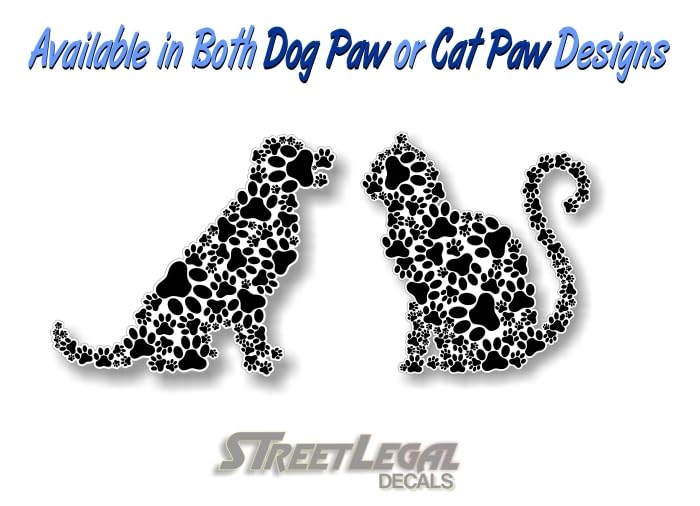 2 PAW CAT in The Black Paw Design 4'' Vinyl Decals Kitten Foot Print Cat Stickers for Car Truck or Pet Rescue Animal Shelter Door Sticker Decal -Street Legal Decals