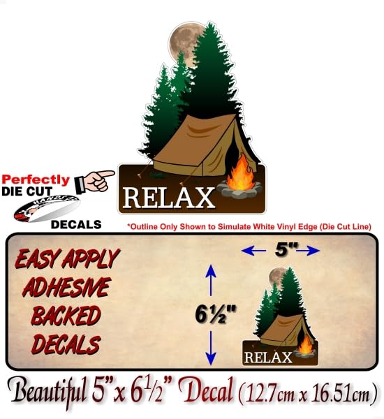 Camper's Creed 'Relax' 6.5'' Decal Tenting Hiking or Back Packing Relaxation for Your 4x4 Offroad Truck SUV Car or Laptop Case Camping Decor Vinyl Sticker -Street Legal Decals