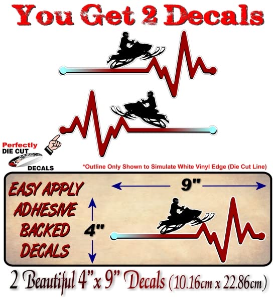 2 Heartbeat Pulse Sledding 9'' Decals 4x4 Offroad Truck Box Sled Snowmobile Hauling Trailer Accessories Vinyl Stickers -Street Legal Decals