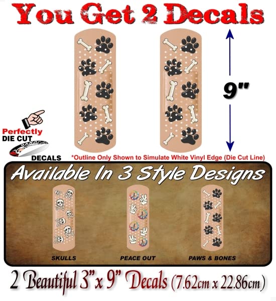 2 Bandaid with Cartoon 3"x 9" Vinyl Sticker Vehicle Bandage Decals for Your JDM Car, Truck, Cover Dent Ding Scratches on Laptop or Notebook Vinyl Decal Stickers -Street Legal Decals