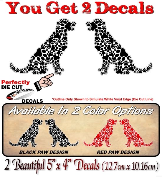 2 PAW CAT in The Black Paw Design 4'' Vinyl Decals Kitten Foot Print Cat Stickers for Car Truck or Pet Rescue Animal Shelter Door Sticker Decal -Street Legal Decals