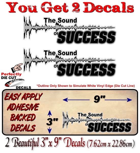 2 The Sound of Success 9'' Vinyl Decals JDM 4x4 Truck Sub Speaker System Subwoofer Enclosure Car Keyboard Drums Guitar Case Stickers -Street Legal Decals