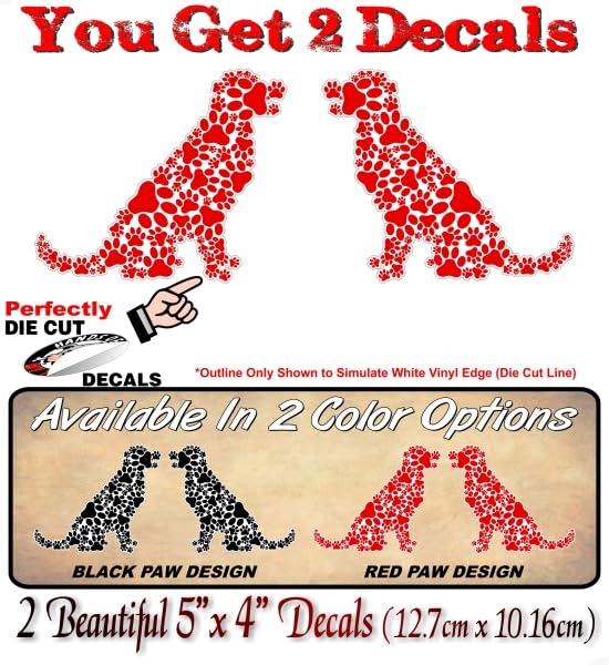 2 PAW CAT in The Black Paw Design 4'' Vinyl Decals Kitten Foot Print Cat Stickers for Car Truck or Pet Rescue Animal Shelter Door Sticker Decal -Street Legal Decals