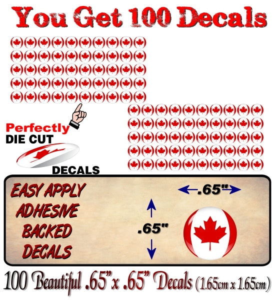 100 Shop CANADIAN 1.65cm (.65") Decals Proudly Buy Red Maple Leaf Canada Proud Travel Store Shelves Display Business Retailer Price Tag Add On Vinyl Stickers (100 Decal Set) -Street Legal Decals