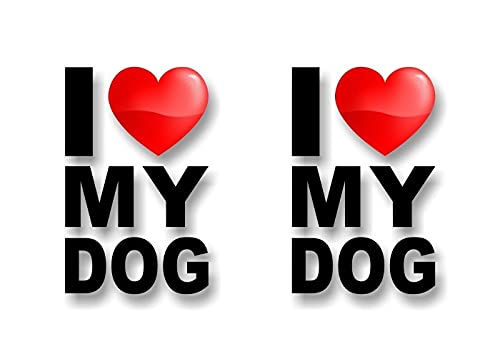 2- I Love My Dog 6'' Vinyl Decals Puppy Lover Breed Pet Paws Funny Cute Car Sticker Decal Pet Adoption Rescue Kennel Heart Decals Cars Animal Shelter Vinyl Sticker -Street Legal Decals