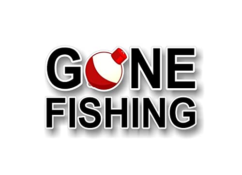 Gone Fishing 5"x 9" Vinyl Sticker Decals Truck Boat Fish Tackle Box Lures Reels Decal Stickers -Street Legal Decals