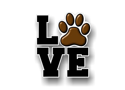 PAW Love 6" Dog Cat Decal Cat Puppy Foot Print Vinyl Stickers for Car Vehicle Window or Bumper -Street Legal Decals
