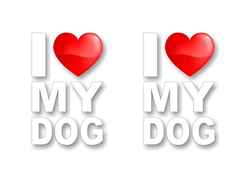 2- I Love My Dog 6'' Vinyl Decals Puppy Lover Breed Pet Paws Funny Cute Car Sticker Decal Pet Adoption Rescue Kennel Heart Decals Cars Animal Shelter Vinyl Sticker -Street Legal Decals