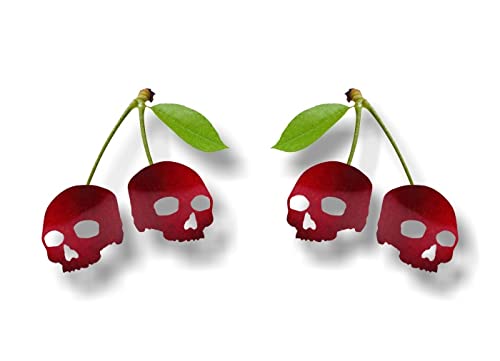 2 Skull Cherries Vinyl Decals Skeleton Cherry 4x4 Offroad Truck Racing Race Helmet Hoodie Skulls Stickers -Street Legal Decals