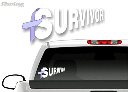 Cancer Survivor Ribbon 9" Decal Survived Breast Cancer Vinyl Vehicle Sticker -Street Legal Decals