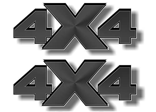 2- 4x4 Spun Metal Print Effect Decals for 4WD AWD Pickup Offroad Highboy Truck Box Off Road Vinyl Stickers -Street Legal Decals