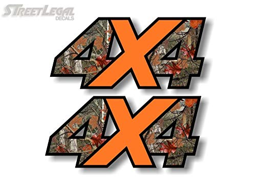 2- CAMO 4x4 with Big X 13'' Decals 4x4 Off Road Hunting Accessories Offroad Truck Box Lift Kit Vinyl Stickers -Street Legal Decals
