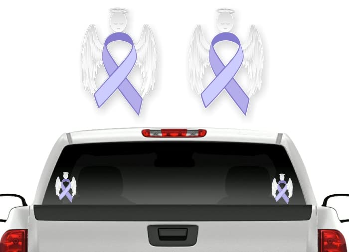 2 Cancer Angel Pink Ribbon Decals Breast Cancer Loss Never Forget Peace Love Vinyl Vehicle Stickers -Street Legal Decals