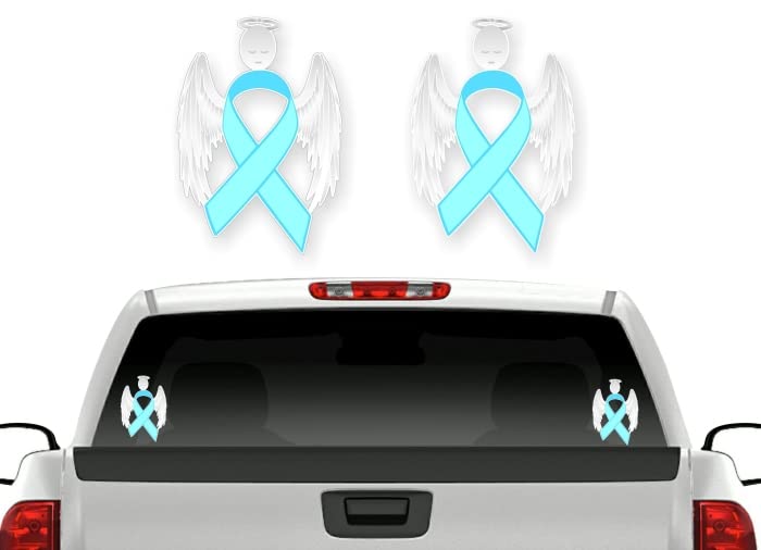 2 Cancer Angel Pink Ribbon Decals Breast Cancer Loss Never Forget Peace Love Vinyl Vehicle Stickers -Street Legal Decals