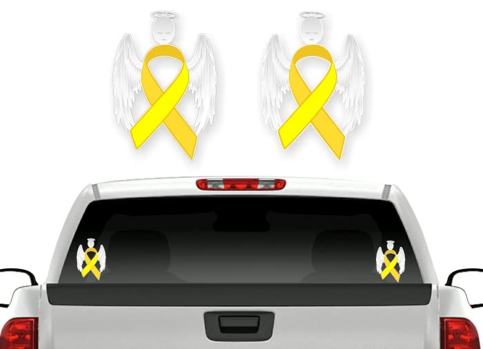 2 Cancer Angel Pink Ribbon Decals Breast Cancer Loss Never Forget Peace Love Vinyl Vehicle Stickers -Street Legal Decals