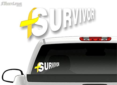 Cancer Survivor Ribbon 9" Decal Survived Breast Cancer Vinyl Vehicle Sticker -Street Legal Decals