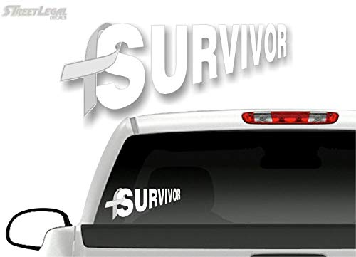 Cancer Survivor Ribbon 9" Decal Survived Breast Cancer Vinyl Vehicle Sticker -Street Legal Decals